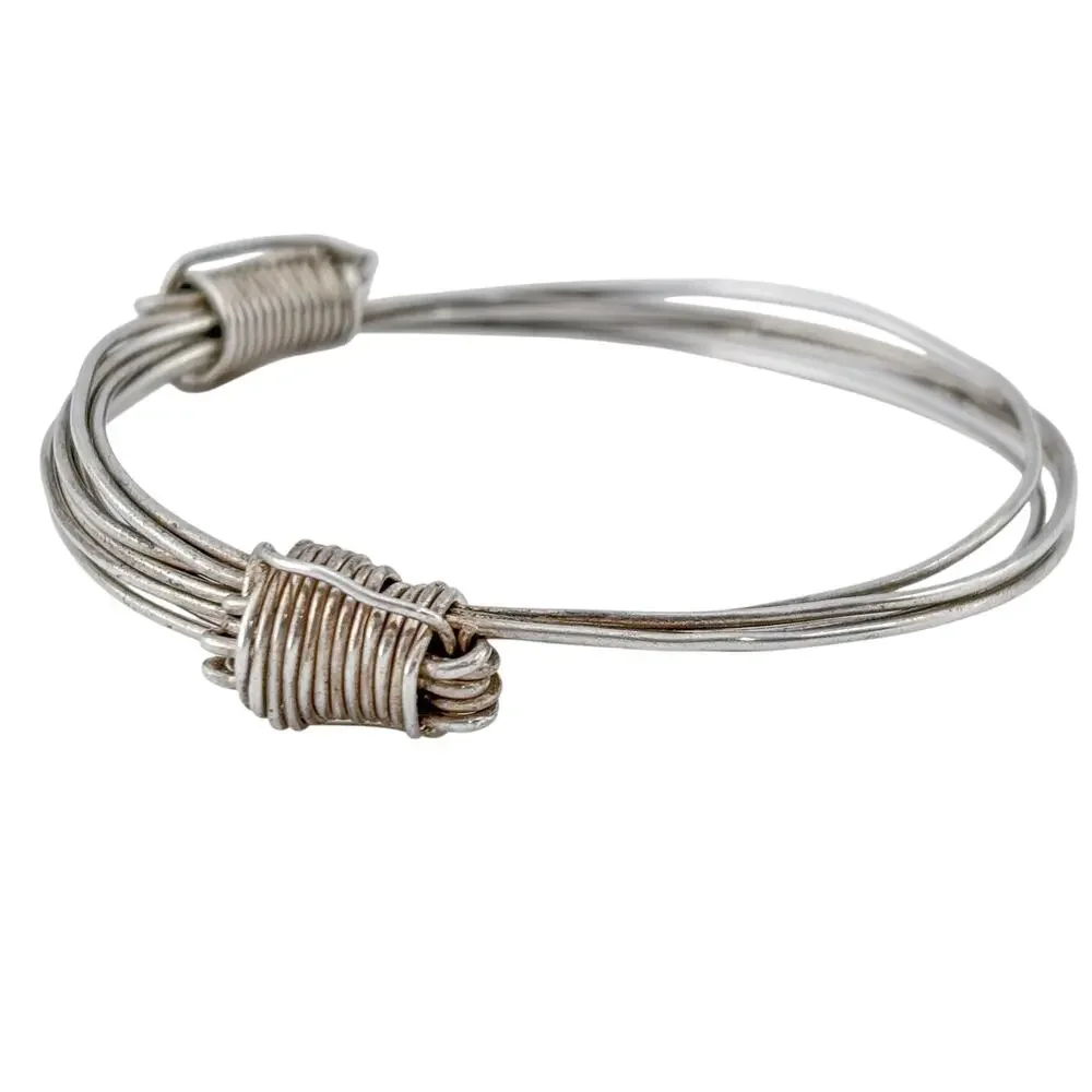 Vintage Sterling Silver 925 Multi Wire Coiled Bangle Bracelet 7